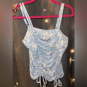 CUTE BLUE TOP WITH FLOWERS